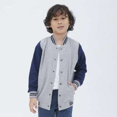 M231 Jaket Anak Laki Laki Bomber Oxford Panjang Abu 1808B A04