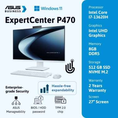 ASUS PC AIO ExpertCenter P470VAT-W7850WS 27" FHD Touch Intel Core i7-13620H 8GB DDR5 512GB SSD Windo