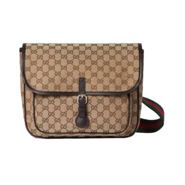 [12.12 Dealcember] Gucci Kids Boys GG Canvas Messenger Bag Beige and Dark Brown Nude