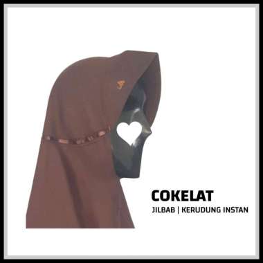 Jilbab Instan | Kerudung Pramuka | Bergo Anak Cokelat Polos Size M COKELAT