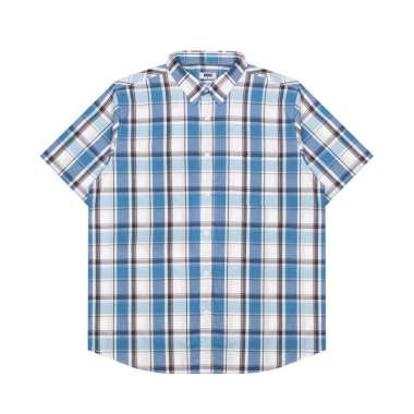 M231 Kemeja Pria Yarn Dyed Kotak Pendek Biru 0719 Dewasa-M