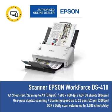 Scanner EPSON DS-410 DS410 DS 410 Scan up to A3 Stitch Garansi Resmi