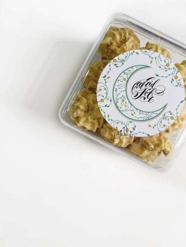 (SIF043)stiker bulat toples kue kering tema lebaran [isi 32 stiker]