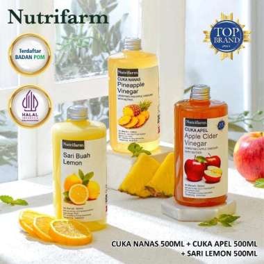 Nutrifarm Paket Imun Cuka Nanas Lemon Cuka Apel / Cuka Nanas 500 ml Lemon 500 ml Cuka Apel 500 ml Na