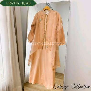 Dress Gamis Yara 2 in 1 Set Inner Velvet Outer Organza / Busana Muslim Elegan Pesta Kondangan Gamis