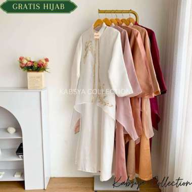 Dress Gamis Yara 2 in 1 Set Inner Velvet Outer Organza / Busana Muslim Elegan Pesta Kondangan Gamis