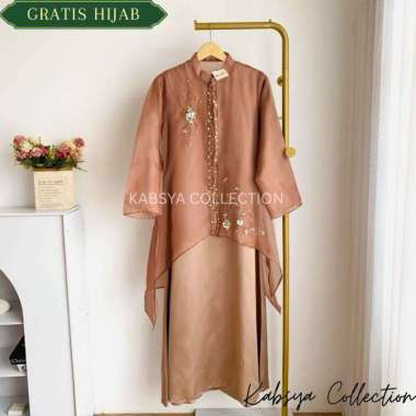 Dress Gamis Yara 2 in 1 Set Inner Velvet Outer Organza / Busana Muslim Elegan Pesta Kondangan Gamis