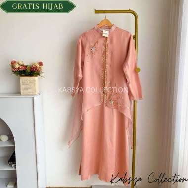 Dress Gamis Yara 2 in 1 Set Inner Velvet Outer Organza / Busana Muslim Elegan Pesta Kondangan Gamis