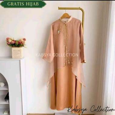 Dress Gamis Yara 2 in 1 Set Inner Velvet Outer Organza / Busana Muslim Elegan Pesta Kondangan Gamis
