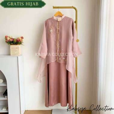 Dress Gamis Yara 2 in 1 Set Inner Velvet Outer Organza / Busana Muslim Elegan Pesta Kondangan Gamis