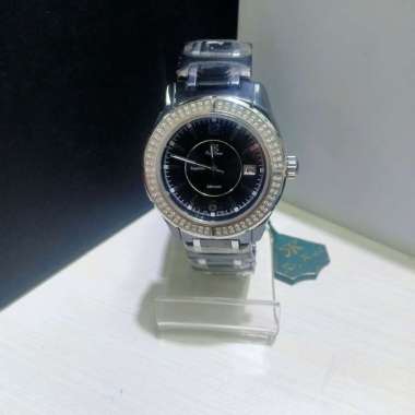 JAM TANGAN WANITA RAY RUCCI KACA ANTI GORES SAPPHIRE RANTAI KERAMIK HITAM WATER RESISTANT 3 ATM ORI