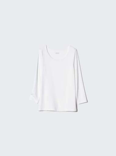 UNIQLO KIDS HEATTECH REGULER REGULAR T-Shirt Long John Anak Kerah U Scoop Neck Lengan Panjang WHITE 
