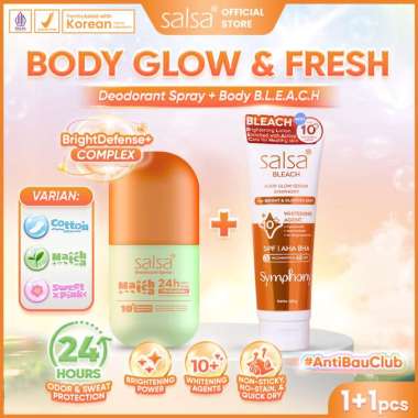 [BUY 1 GET 2] SALSA Body Glow & Fresh - Deodorant spray|Hans Jebb 150gr | Wangi Seharian Body Bleach