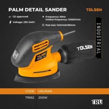 Elektrik Sander Mesin Amplas Kayu / Mesin Amplas Tembok / PALM DETAIL SANDER Segitiga TOLSEN 79562