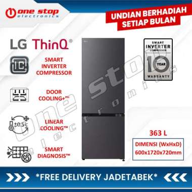 [GARANSI RESMI] LG GN-B389FQAM Kulkas 2 Pintu Bottom Freezer DoorCooling+ 363L