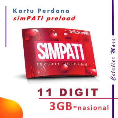 Kartu Perdana Telkomsel 11 Digit Nomer Cantik Telkomsel, simPATI 11 Digit preload 3GB 12 Digit Acak