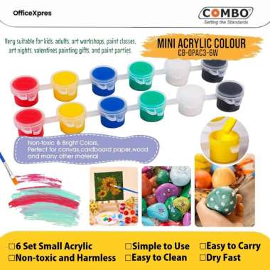 Mini Acrylic Colour 3ml / Cat Akrilik Mini SET 6 Warna / Acrylic Painting / Cat Warna Akrilik Mini