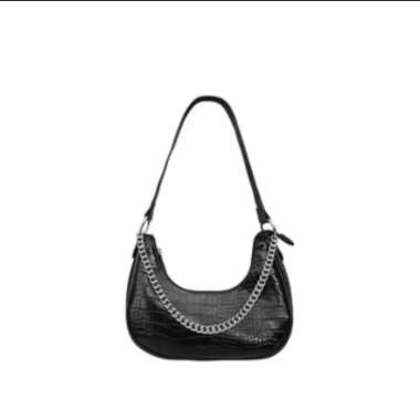 Tas Rantai Buaya Tas Bahu Kulit Nylon Hitam Glossy Putih Shoulder Bag Leather Hitam Rantai