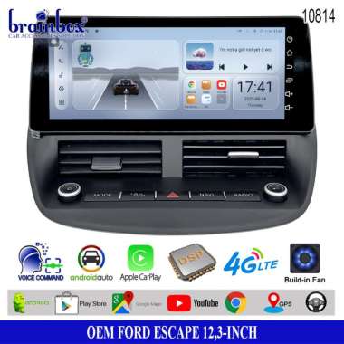 Brainbox Headunit Android 12,3 Inch Ford Escape 8GB + 128GB Head Unit TV Mobil 2 Din Double Din Tape