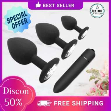 SET vibratorr mini egg elektrik alat pijat wanita Bonus plug 3pcs