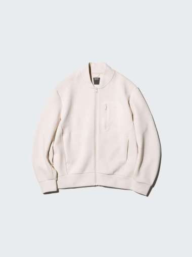 UNIQLO Jaket Sweat Dry pria Ritsleting Full-Zip Jacket Natural S
