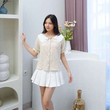 Nuboutique - Laine Top - Blouse Atasan Wanita Summer Bunga Kerah Collar Baju Bangkok Korea Style LIT