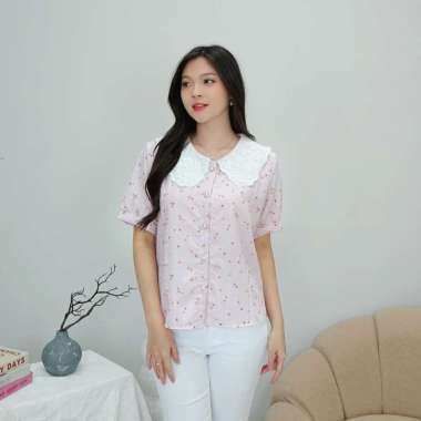 Nuboutique - Laine Top - Blouse Atasan Wanita Summer Bunga Kerah Collar Baju Bangkok Korea Style SPR
