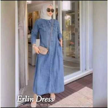 DRESS JEANS Model Gamis Dress denim Terbaru Gamis Lepis Jumbo Dress Lepis Gamis Jeans Busui Pakaian