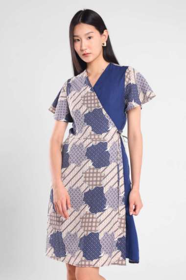 MINIMAL - Rumi - Dress Batik Parang - Blue M Blue