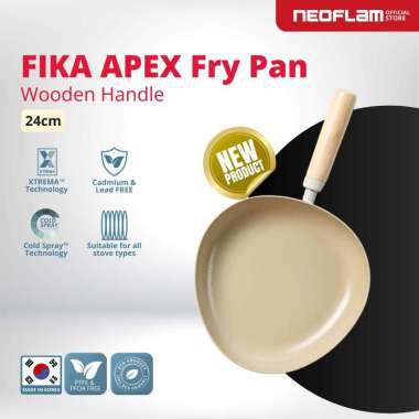 NEOFLAM FIKA APEX Frypan 24cm Ivory - Wajan Anti lengket & Tahan Gores, Ceramic Coating - Wooden Han