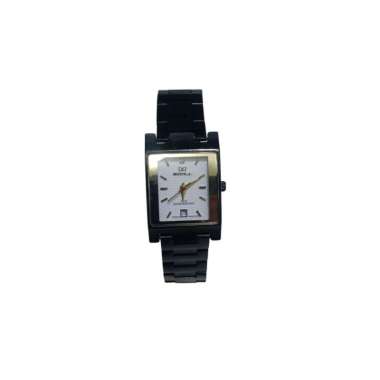 JAM TANGAN WANITA MIRAGE KOTAK M BSP7046 L TGL AKTIF TALI RANTAI HITAM STAINLESS STEEL WATER RESISTA