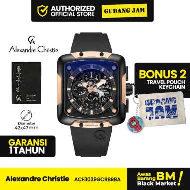 Jam Tangan Alexandre Christie Pria AC 3039 GCR Analog Rubber Strap ACF3039GCRBRBA