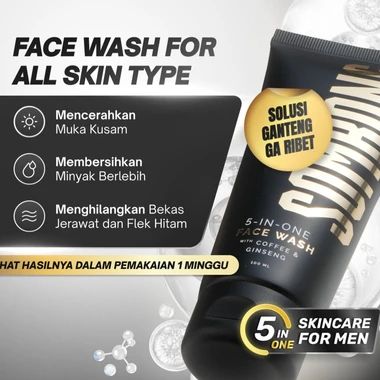 SOMBONG 5-in-1 Double Defense Face Wash - Oil Control Face Wash + Barrier Care Face Wash - Sabun Cuci Muka Pria