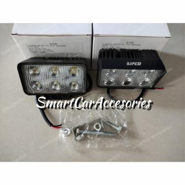 Lampu Kerja Tembak Sorot Foglamp Kotak 6 Led Cree 18 Watt SIFCO