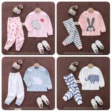 Baju tidur anak / Piyama anak / Piyama anak perempuan bahan organik 65 Baby Elephant