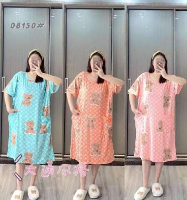 (COD) Daster Import Jumbo Kantong Karakter Lucu Teddy