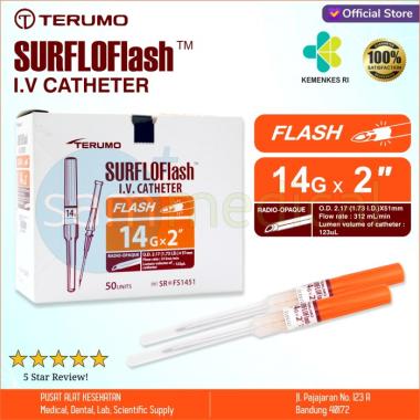 Terumo Surflo Flash IV Catheter / Jarum Infus 14G x 2"