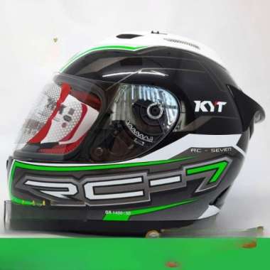Helm Full Face Kyt Rc7 #14 Black Green Hitam Hijau Corak Varian Warna M