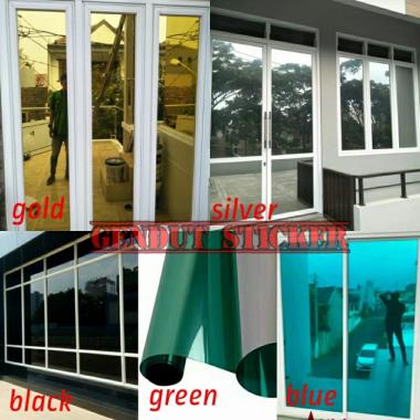 sticker/stiker kaca /kaca film cermin/one way warna Biru