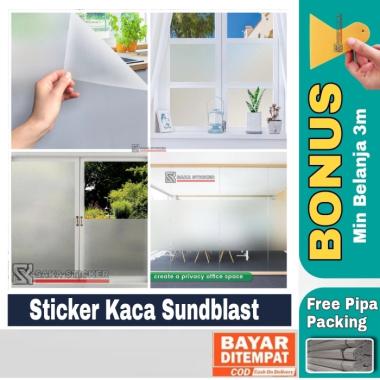 Stiker Kaca Film Wallpaper Jendela Kaca Rumah Sanblas Buram Polos ukuran alat pasang