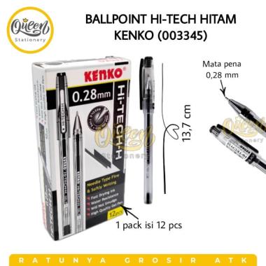 1 PCS BOLPEN HI TECH 0.28 MM KENKO PULPEN BALLPOINT GEL HI TEC HITAM