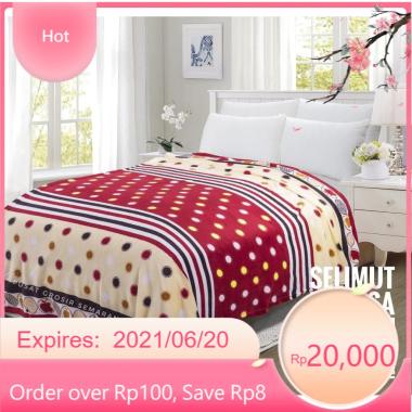 SELIMUT DEWASA MURAH MORIA ABSTRAK LEAF RED POLKA STRIPE
