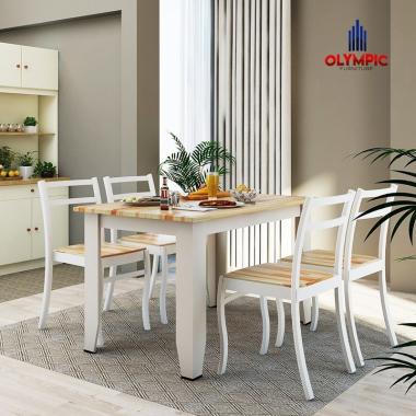 Olympic Dinning Table / Meja Makan Kayu Include 4 Kursi / DTM ALMA