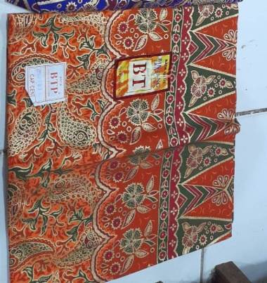 Kain Kamen batik halus bali motif Keong lembaran Orange