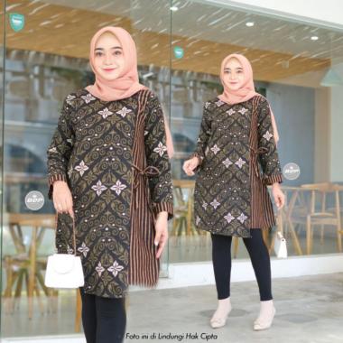 Tunik Batik Wanita Tunik Katun Tunik Baju Kerja Wanita Seragam Batik L Putih