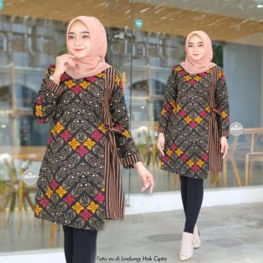 Tunik Batik Wanita Tunik Katun Tunik Baju Kerja Wanita Seragam Batik M Merah