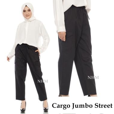 Celana Wanita Cargo Jumbo, Celana Kantong Cargo Jumbo Hitam