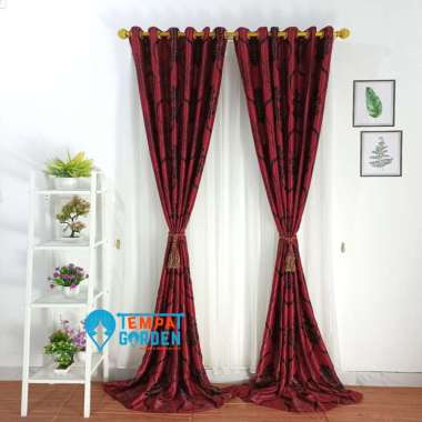 Gorden Blackout Gorden Minimalis Gorden Jendela Gorden Pintu Motif Jakat Batik Tanpa Poni (T250cm)