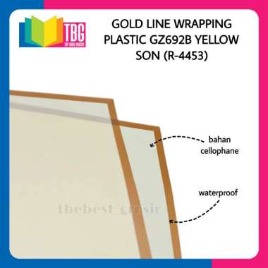 10 PCS GOLD LINE WRAPPING PLASTIC GZ692 SON PLASTIK KERTAS BUKET BOUQUET BUNGA CELLOPHANE YELLOW R-4