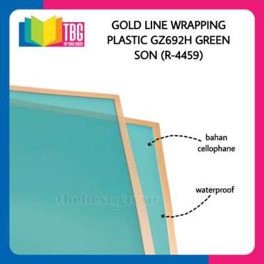 10 PCS GOLD LINE WRAPPING PLASTIC GZ692 SON PLASTIK KERTAS BUKET BOUQUET BUNGA CELLOPHANE GREEN R-44